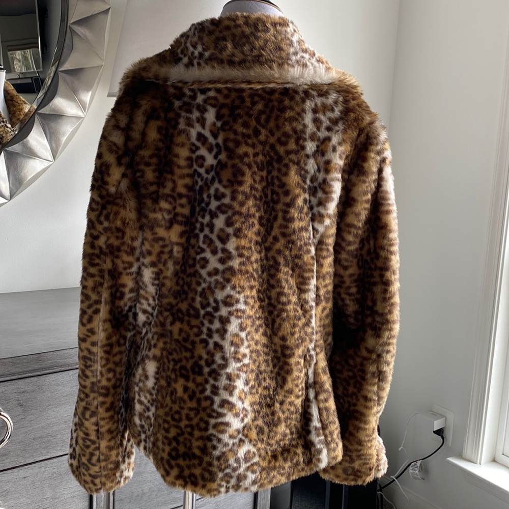 Via Spiga Faux Fur Animal Print Jacket